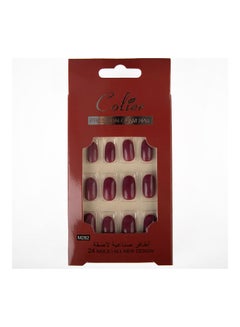 اشتري 24-Piece  False Nail Glossy Colier Red في السعودية