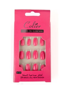 اشتري 24-Piece  False Nail Glossy Colier Pink في السعودية