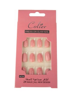 اشتري 24-Piece  False Nail Glossy Colier Orange في السعودية