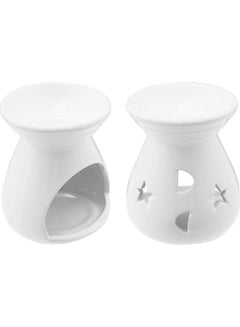 Buy Pack Of 2 Ceramic Aromatherapy Candle Holder White 3.25x2.75inch in Saudi Arabia