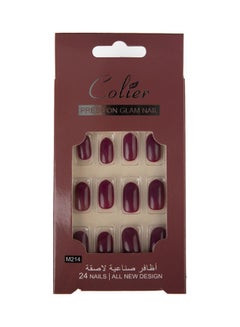 اشتري 24-Piece  False Nail Glossy Colier Burgundy في السعودية