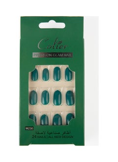 اشتري 24-Piece  False Nail Glossy Colier Green في السعودية