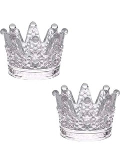 Buy 2-Piece Emboss Crown Votive Candle Holders Clear 7.8x5x6.5cm in Saudi Arabia