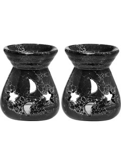 Buy Pack Of 2 Ceramic Aromatherapy Candle Holder Black 3x3.25inch in Saudi Arabia