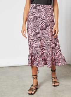 Buy Casual Printed Skirt Pink/Black in Saudi Arabia