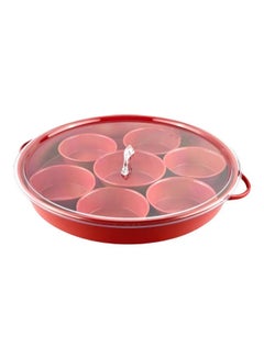 Buy 9-Piece Breakfast Tray Red 40cm in Saudi Arabia