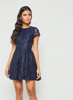 Buy Gianna Lace Mini Dress Navy Blue in UAE
