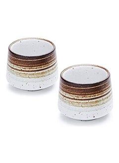 Buy 2-Piece Ceramic Coffee/Tea Cup Set Brown/White in UAE