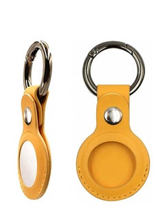 Buy Protective Leather case cover for Apple AirTag with smart key ring Orange in Saudi Arabia