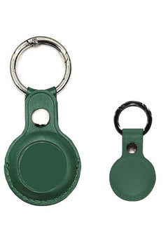 Buy Protective Leather case cover for Apple AirTag with smart key ring Dark Green in Saudi Arabia