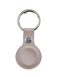 Buy Protective Leather case cover for Apple AirTag with smart key ring Grey in Saudi Arabia