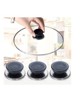 Buy 3-Piece Stinless Steel Round Pot Lid Knob Black/Silver in Saudi Arabia