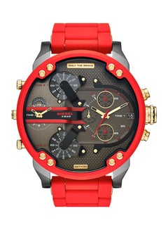 اشتري ساعة يد إسينشال دائرية الشكل بعقارب وسوار من الستانلس ستيل مقاس 57 مم - لون أحمر - طراز DZ7430 men في الامارات