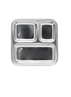 Buy 3-Tier Stainless Steel Square Tray Silver 22cm in UAE