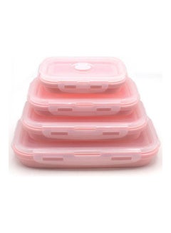 Buy Set of 4 Silicone Food Storage Containers Silicone Collapsible Lunch Bento Box Microwave Dishwasher and Freezer Safe Pink Pink 350-500-800-1200ml in Egypt