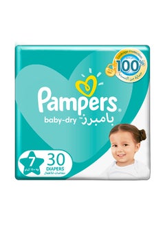 Buy Baby-Dry Diapers, Size 7, 15+kg, Up to 100% Leakage Protection Over 12 Hours and Bigger, 30 Baby Diapers in UAE