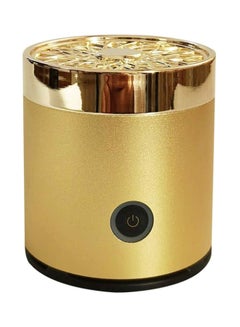 Buy Round Metal Incense Bakhoor Burner Gold 9x7x7cm in UAE