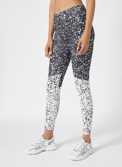 اشتري Stylish Printed Sports Leggings White/Black/Half في السعودية