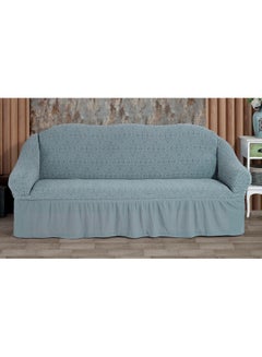 Buy 3-Seater Exquisitely Detailed And Beautifully Designed Attractive Jacquard Fabric Sofa Slipcover Grey in UAE