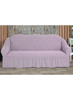 Buy Three Seater Super Stretchable Anti-Wrinkle Slip Flexible Resistant Jacquard For Living Room Sofa Cover Pink 72-88inch in UAE