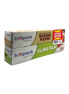 Buy 2-Piece Combo of Cling Film And Baking Roll Clear 300sqftx30cm in UAE