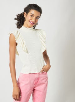 Buy Ruffle Sleeve Top White in UAE