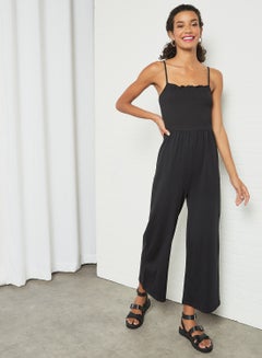 Buy Shirred Jumpsuit Black in UAE