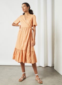 Buy Floral Print Wrap Dress Orange in Egypt