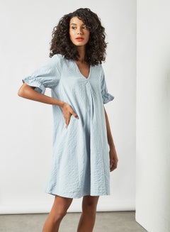 Buy V-Neck Mini Dress Blue in UAE