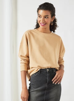 Buy Round Neck Sweatshirt Beige in Egypt