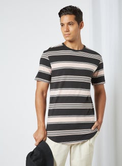 Buy Striped Crew Neck T-Shirt Multicolour in Saudi Arabia