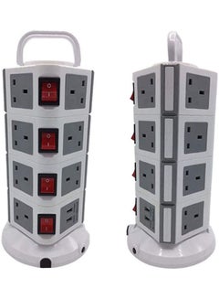 اشتري DZ-614 4 Layers 15 Outlets Vertical Power Strip With 2 USB White 28cm White 28سم في السعودية