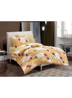 Buy 4-Piece Dual Face Single Comforter Set cotton Yellow/White/Red 170x230cm in Saudi Arabia