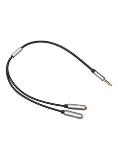 Buy Splitter Male To Female Mic Headphone Phone Audio Adapter Charger Cable Grey in UAE