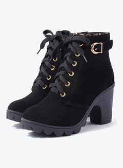 Buy High Top Stylish Ankle Boots Black in UAE