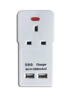 Buy DZ-7007 One Way Power Converter With 2 USB Ports White 12cm in Saudi Arabia