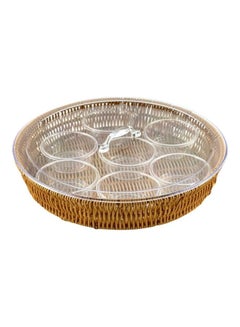 Buy Plastic Breakfast Tray Brown/Clear 35cm in UAE