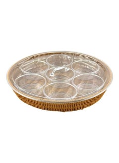Buy Round Breakfast Tray Brown/Clear 40cm in UAE