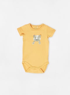 Buy Baby Tiger Print Romper Yellow in UAE