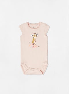 Buy Baby Giraffe Print Romper Pink in UAE
