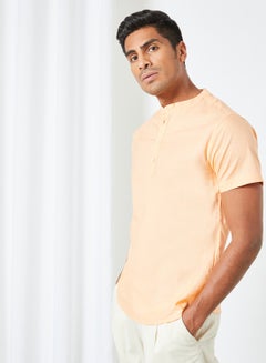 اشتري Mandarin Collar Neck Shirt برتقالي في السعودية