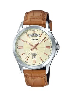 Buy Men's Enticer Water Resistant Analog Watch MTP-1381L-9AVDF - 47 mm - Tan in Saudi Arabia