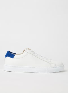 Buy Suede Panel Leather Sneakers White/Blue in Saudi Arabia