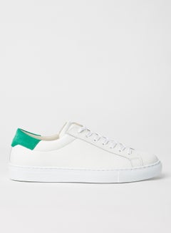 Buy Suede Panel Leather Sneakers White/Green in Saudi Arabia