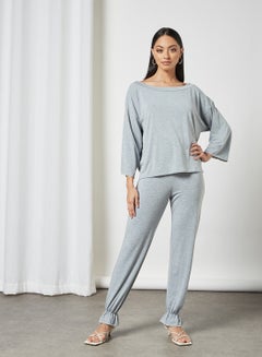 Buy Long Sleeve Lounge Jogger Set Grey in UAE