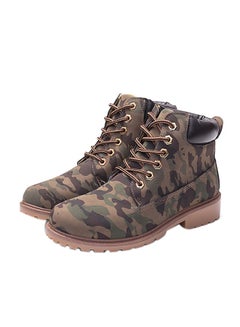 Buy Low Heel Ankle Boots Army Green in Saudi Arabia