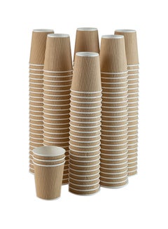 Buy 500-Piece Kraft Disposable Ripple Wall Coffee Cup Without Lid in Saudi Arabia