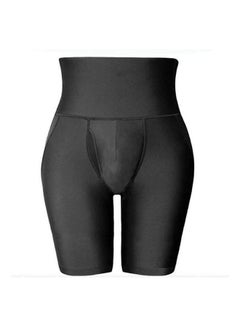 Buy Men'S Double-Layer Belt Anti-Curling High Waist Body Sculpting Pants Abdomen Shaping Shorts-L Black in Saudi Arabia