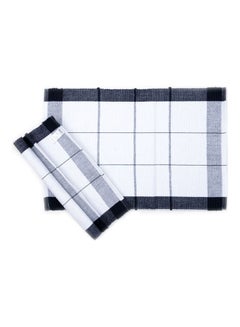 Buy 2-Piece Block Pattern Kitchen Mat Black/White 33x48cm in UAE