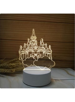 Buy 3D LED Castle Illusion Night Lamp Yellow in Saudi Arabia